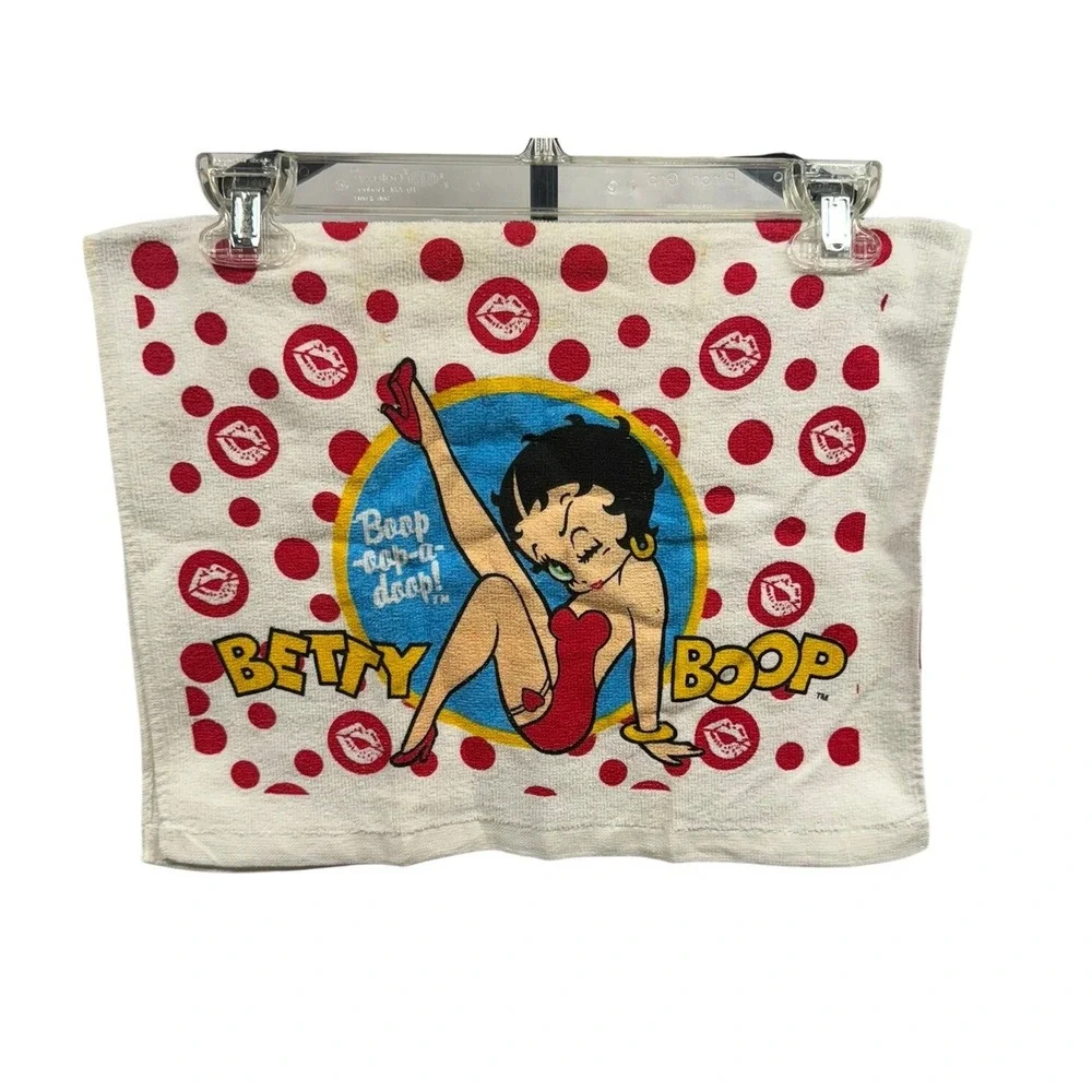 Vintage Retro‎ Betty Boop Graphic White and Red Polka-dot Cotton Hand Towels